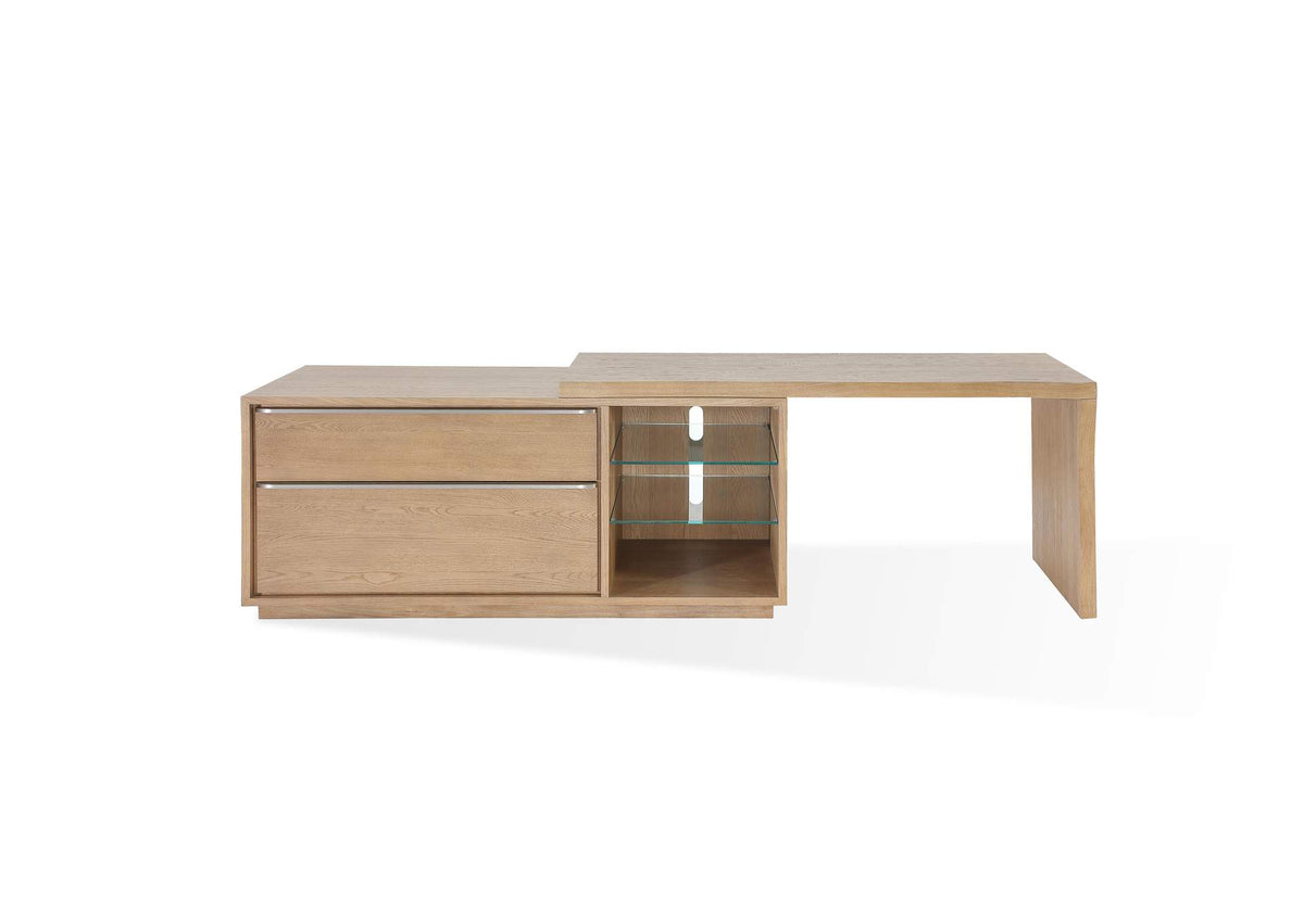 JVLH12 One Live Edge Edge Executive Desk In White Oak And Glass