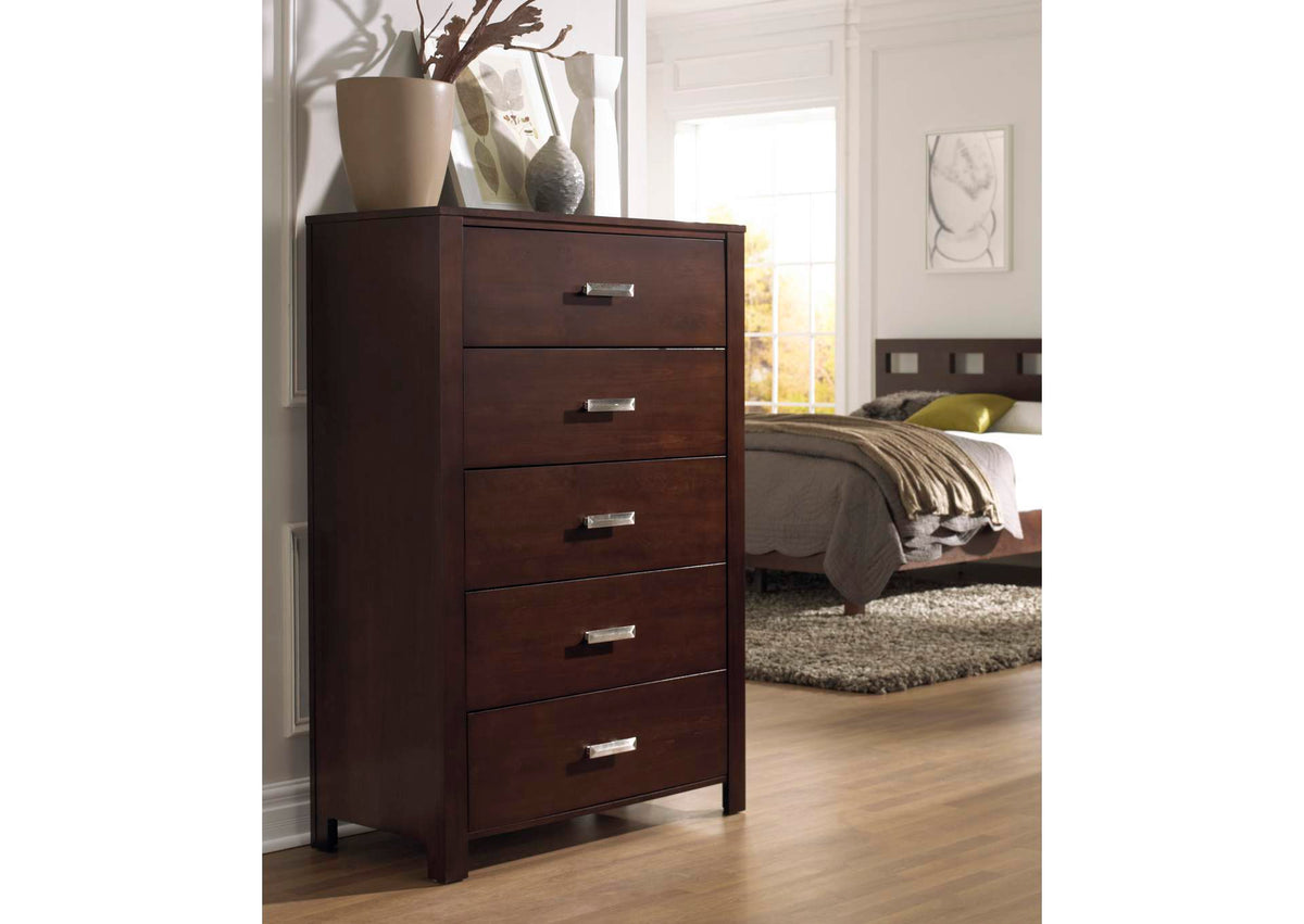 RV2684A Riva Five Drawer Chest In Chocolate Brown (2024)
