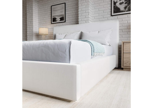 JVHKJ5 One Upholstered Footboard Storage Bed In Pearl