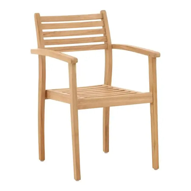 Wooden chair with armrests on a white background