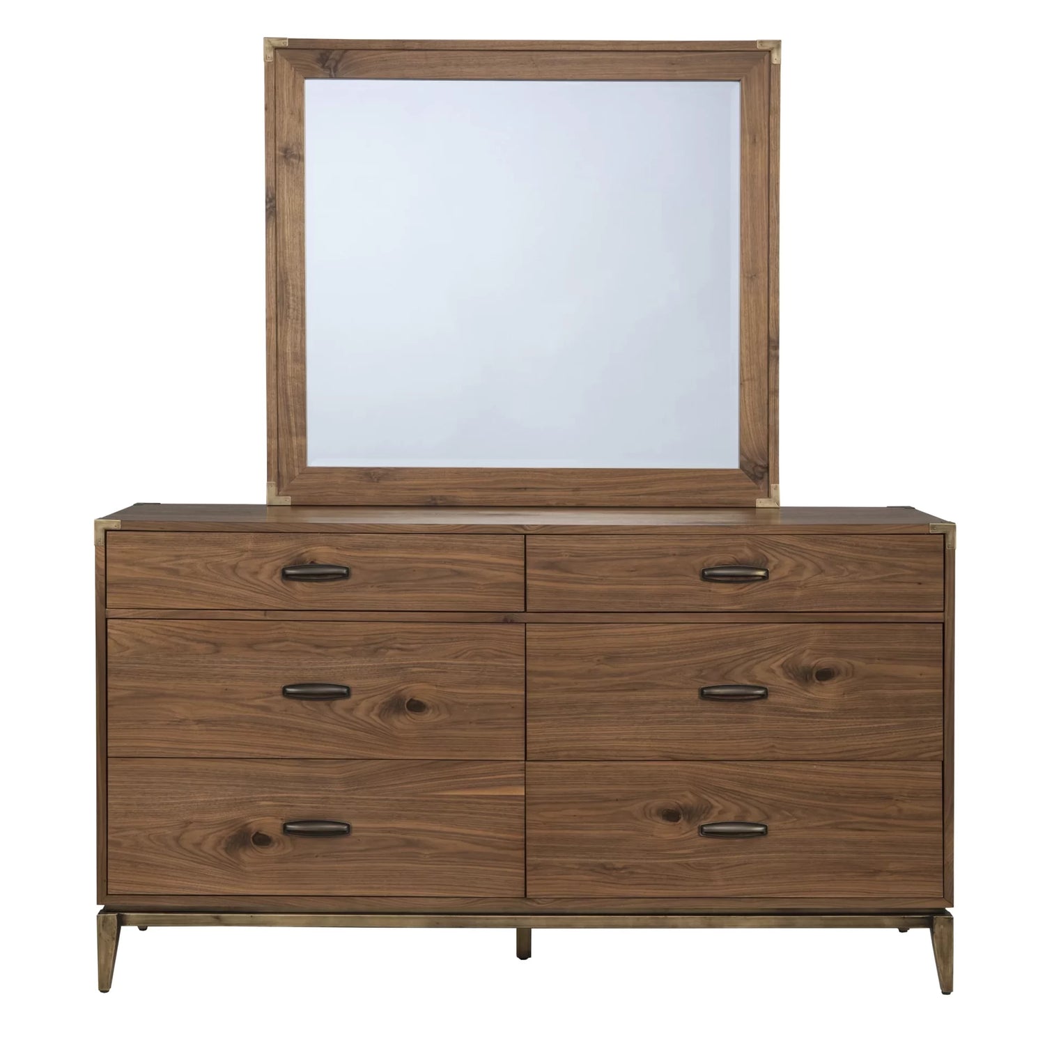 Adler Beveled Glass Mirror in Natural Walnut