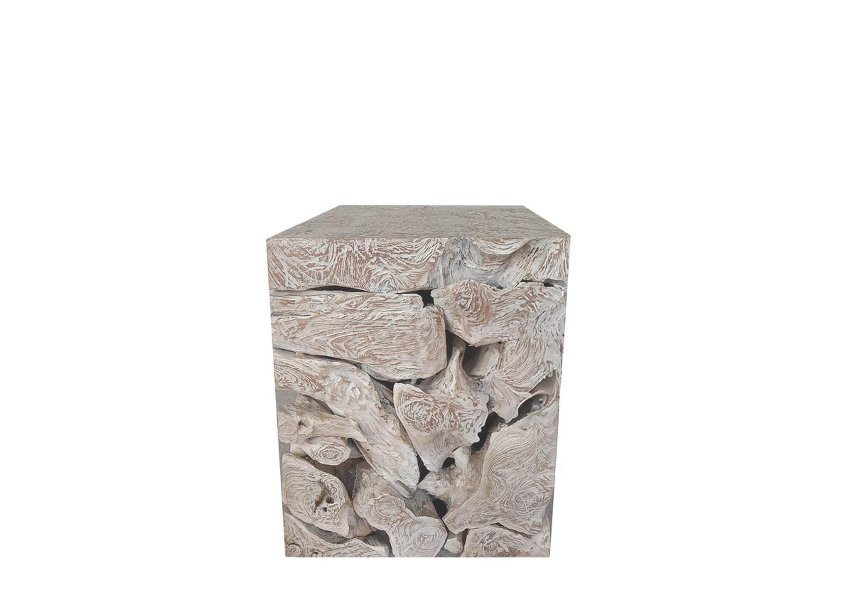 JVHT22S One Teak Slice Square End Table In Bleached Teak
