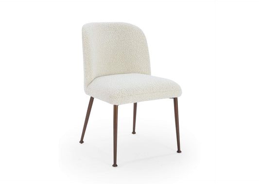 PWTA63DMY Avery Upholstered Dining Chair In Ricotta Boucle And Bronze Metal (Set of 2)