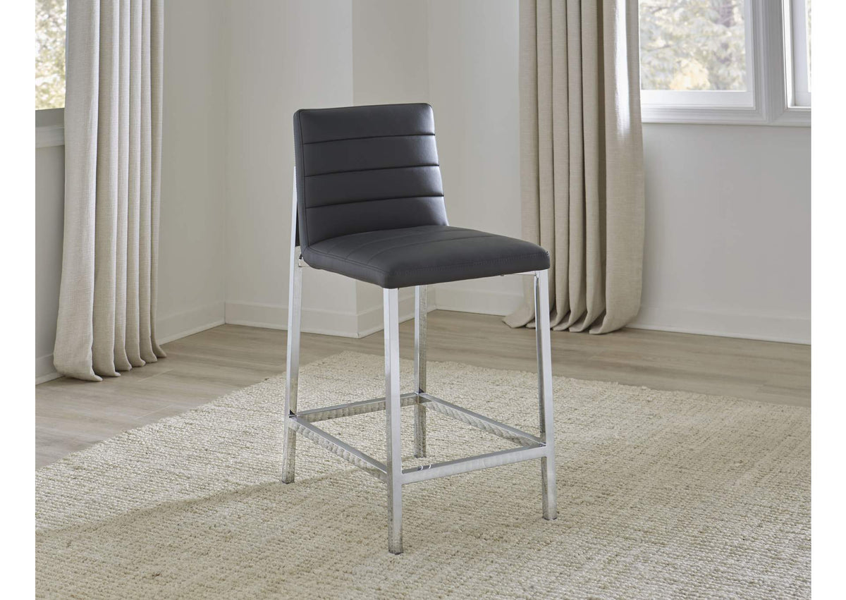 1AE868M Amalfi Metal Back Bar Stool In Cobalt Leather (Set of 2)