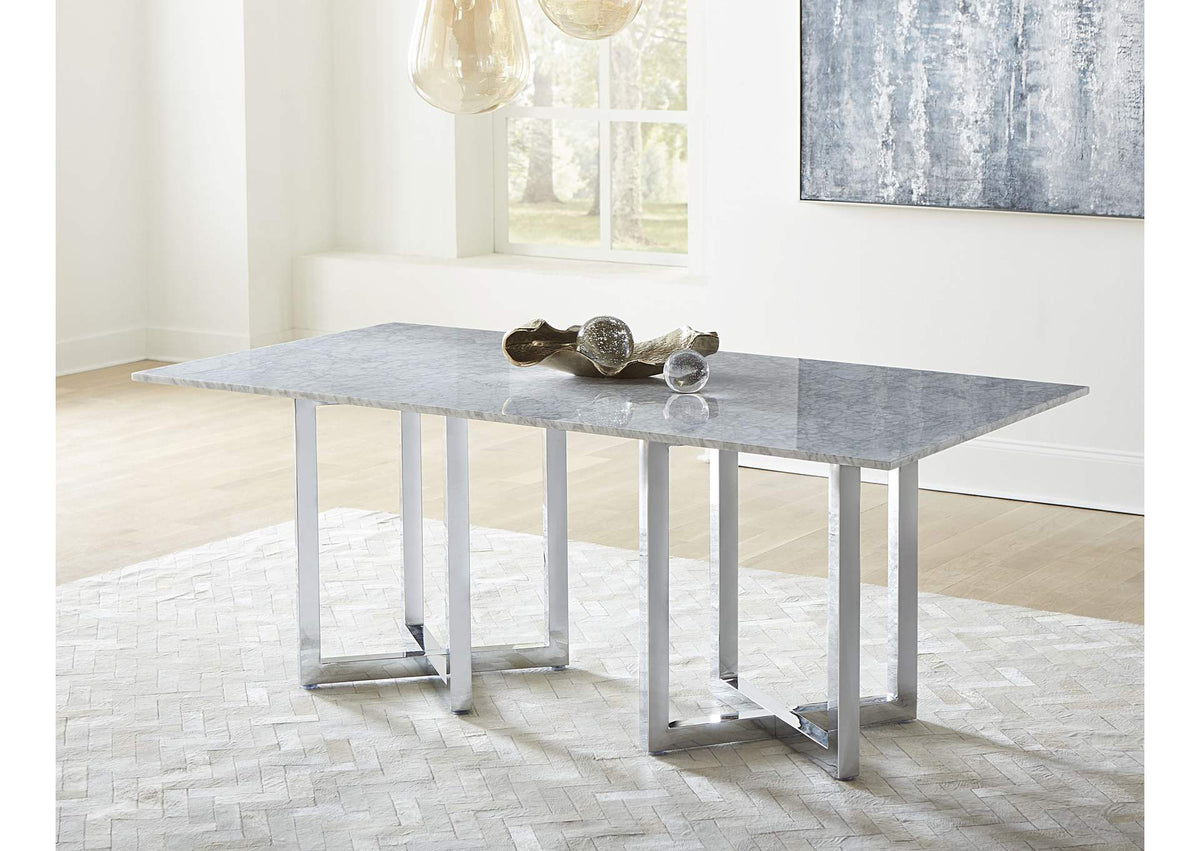 1AJ5617M Amalfi Rectangular Carrara Marble Top Dining Table