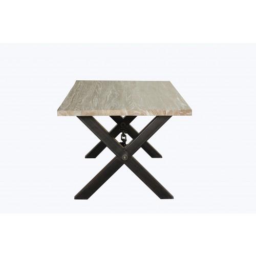 Calvin Dining Table Antique White and Smoke