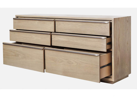 JVLH82 One Coastal Modern Six Drawer Dresser In Bisque