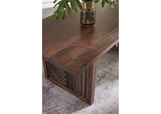 PGRR60 Fevano Solid Wood Rectangular Dining Table In Smoked Brown