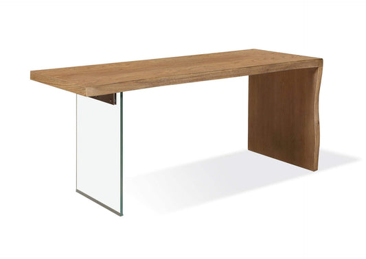 JVLH23 One Live - Edge White Oak And Glass Console Table In Bisque