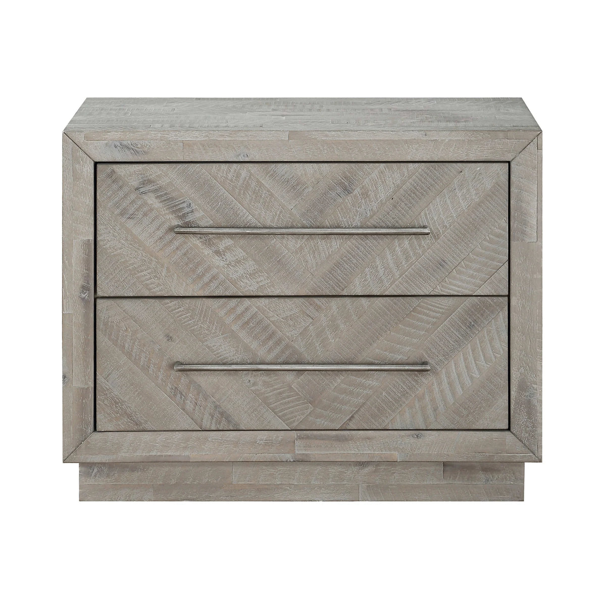 Alexandra Solid Wood Two Drawer Nightstand in Rustic Latte