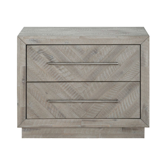 Alexandra Solid Wood Two Drawer Nightstand in Rustic Latte