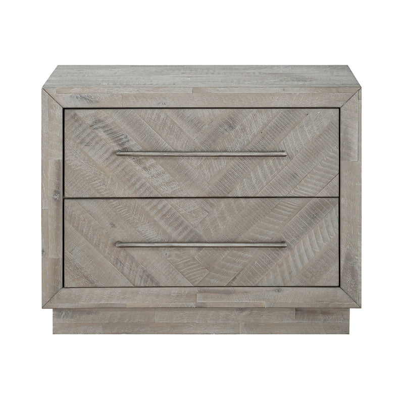 Alexandra Solid Wood Two Drawer Nightstand in Rustic Latte