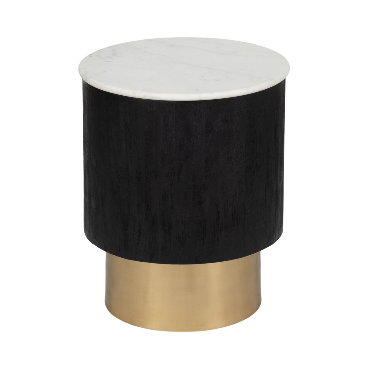 20" Gold Pedestal Accent Table Marble Top - White / Black