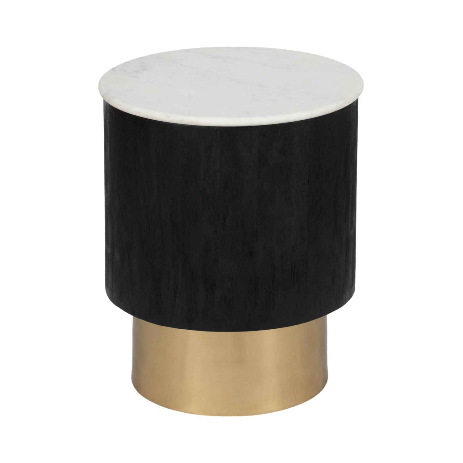 20" Gold Pedestal Accent Table Marble Top - White / Black