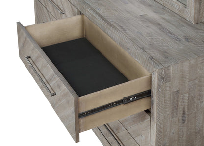 Alexandra Solid Wood Six Drawer Dresser in Rustic Latte