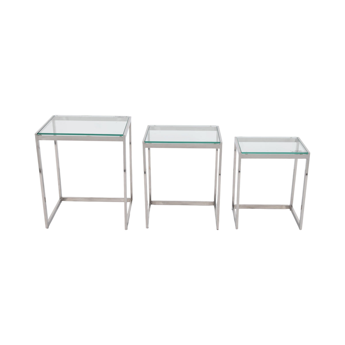 20" / 22" / 24" Maxwell Stainless Steel Nesting Table (Set of 3) - Pearl Silver