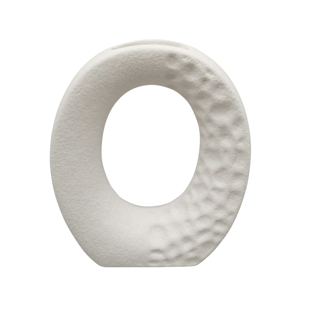 10" Rough Finish Open Cut-Out With Vase Opening - White