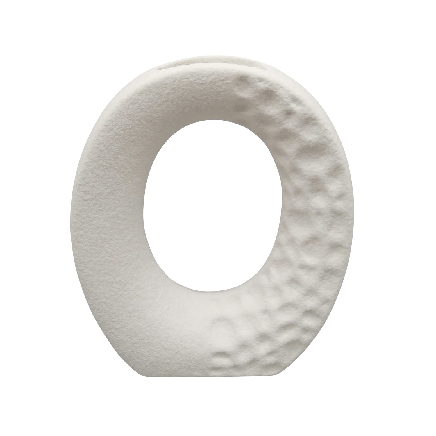 10" Rough Finish Open Cut-Out With Vase Opening - White