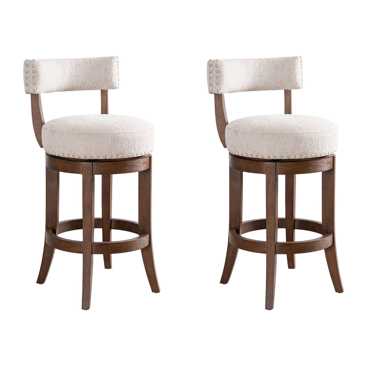 Mystic - Solid Wood Upholstered 26" Counter Height Swivel Barstool