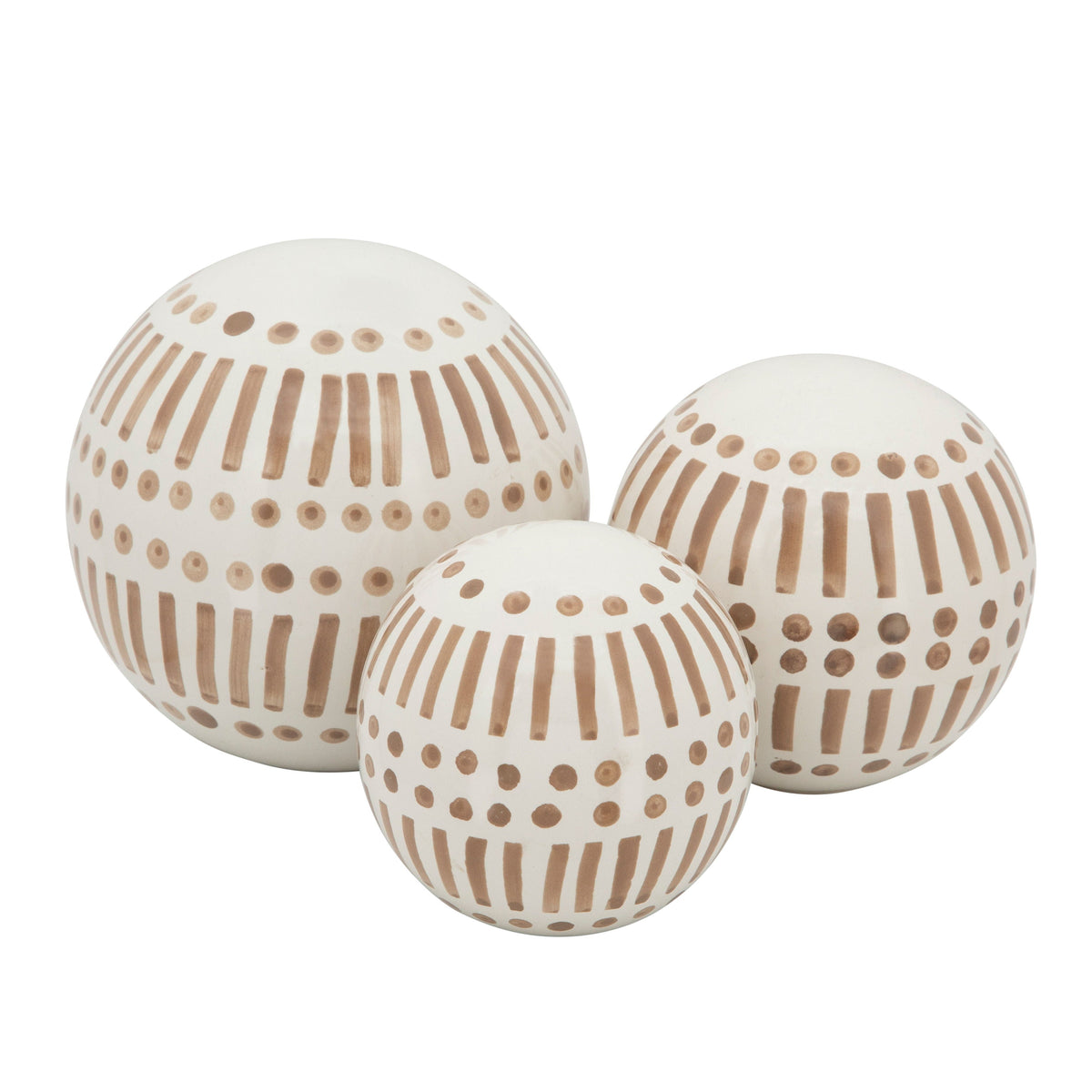 6" / 5" / 4" Ceramic Orbs (Set of 3) - Tan