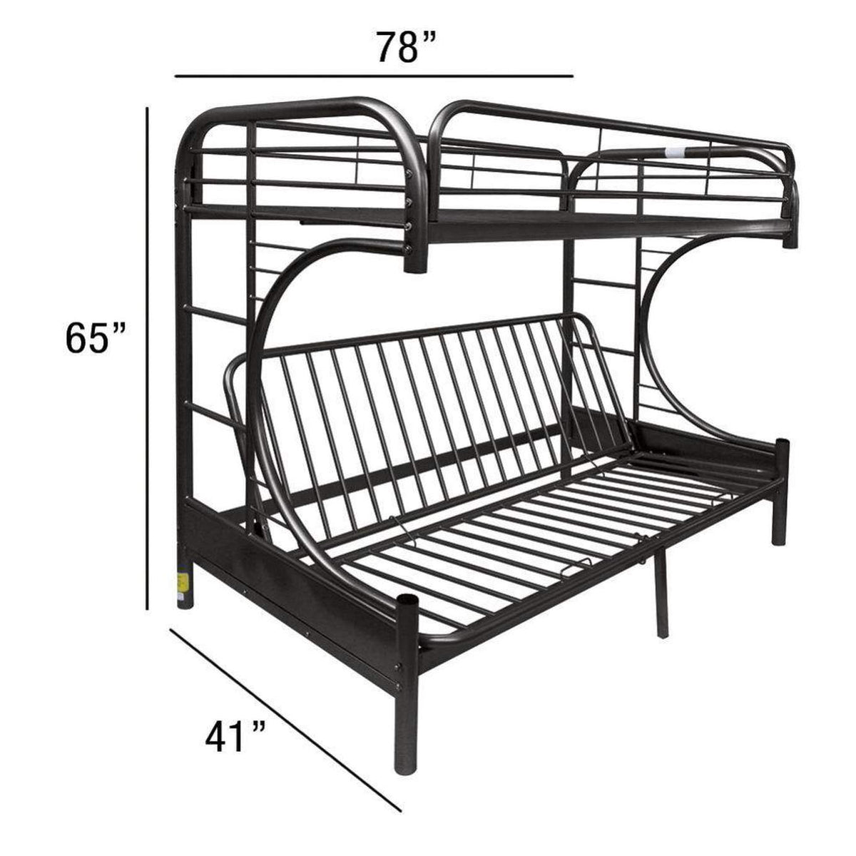 02091W-BK Eclipse Twin-Full Futon Bunk Bed