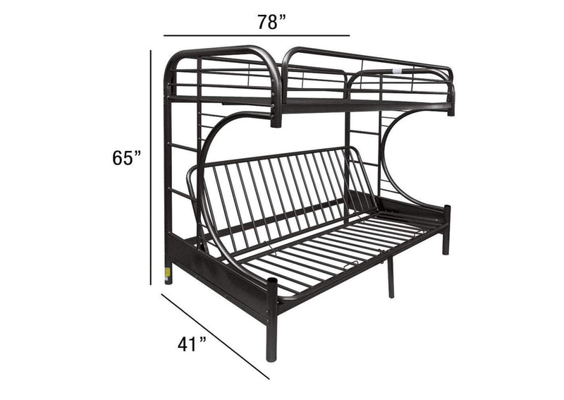02091W-BK Eclipse Twin-Full Futon Bunk Bed