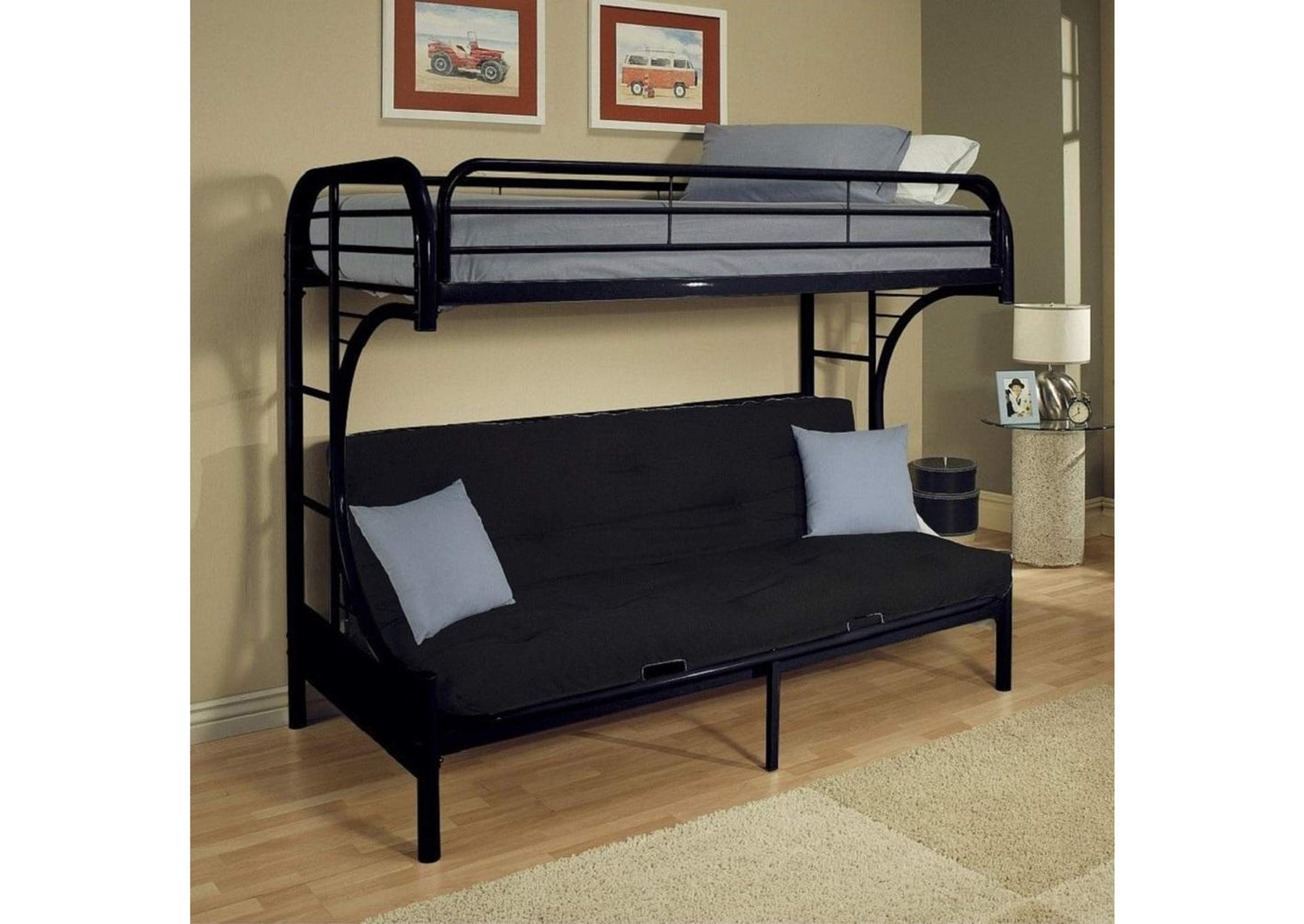 02091W-BK Eclipse Twin-Full Futon Bunk Bed