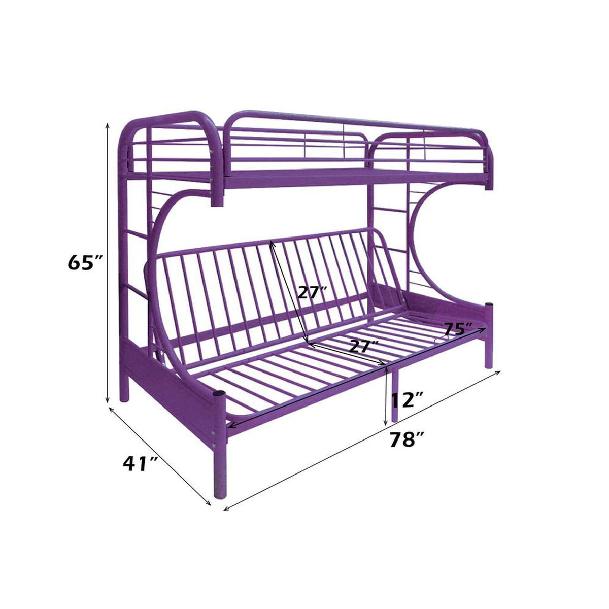 02091W-PU Eclipse Twin-Full Futon Bunk Bed