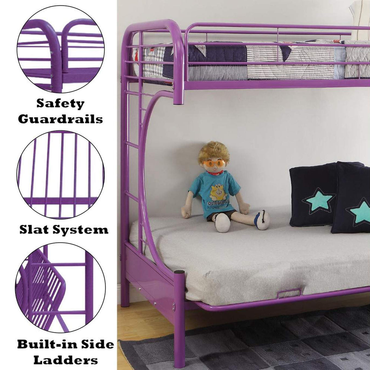 02091W-PU Eclipse Twin-Full Futon Bunk Bed