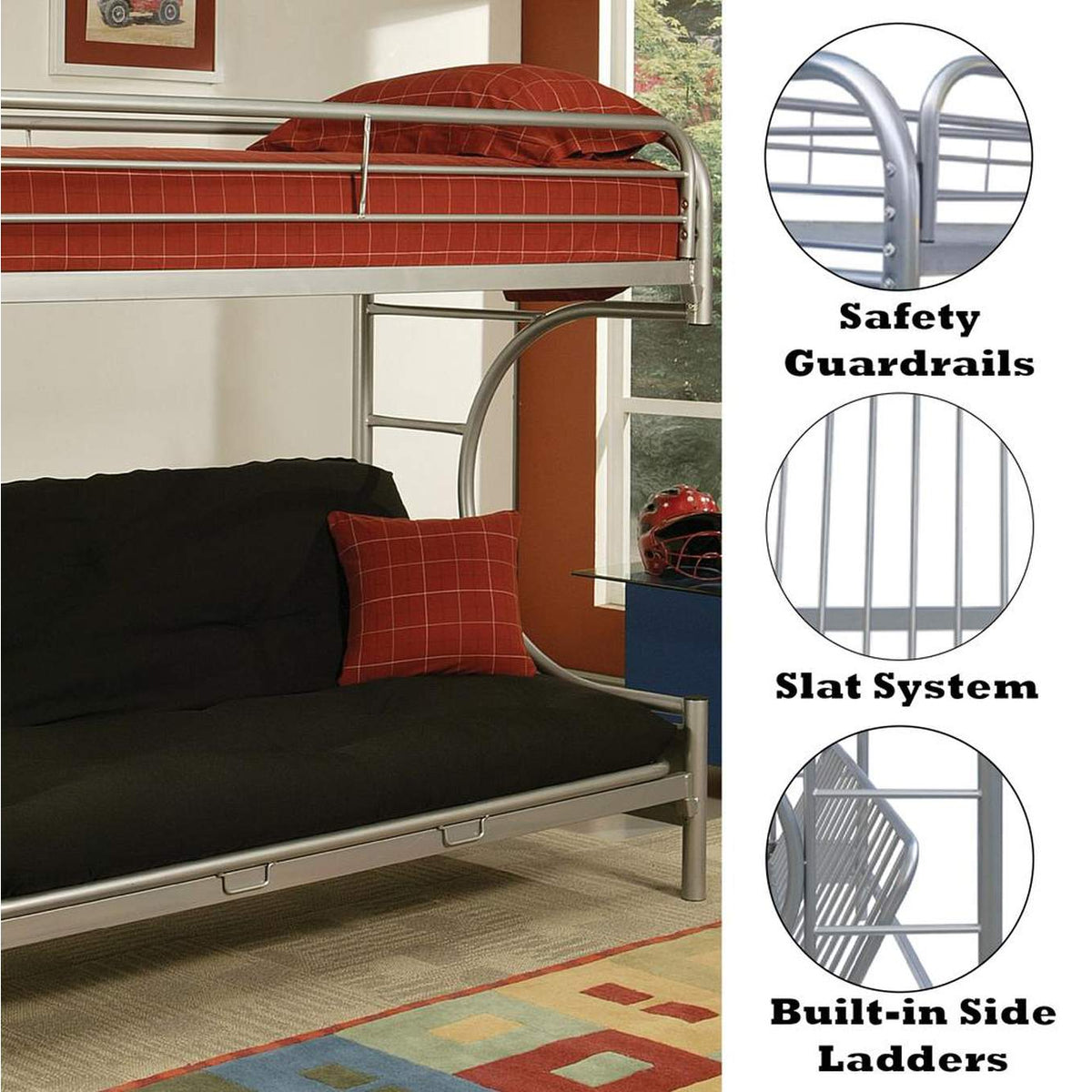02091W-SI Eclipse Twin-Full Futon Bunk Bed