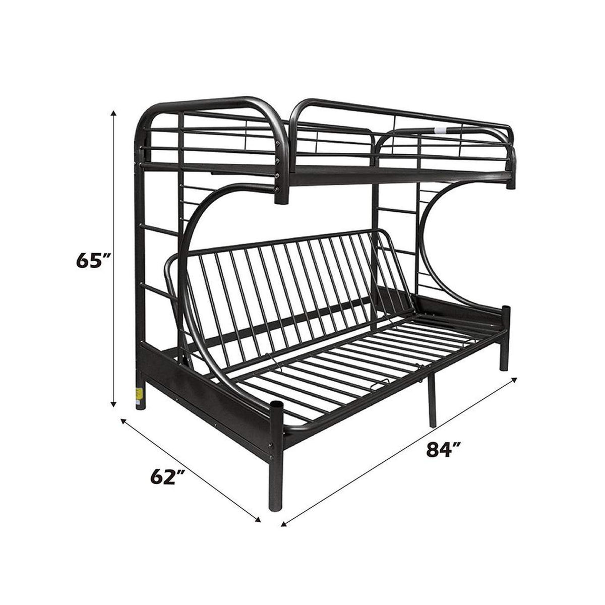 02093BK Eclipse Twin XL-Queen Futon Bunk Bed