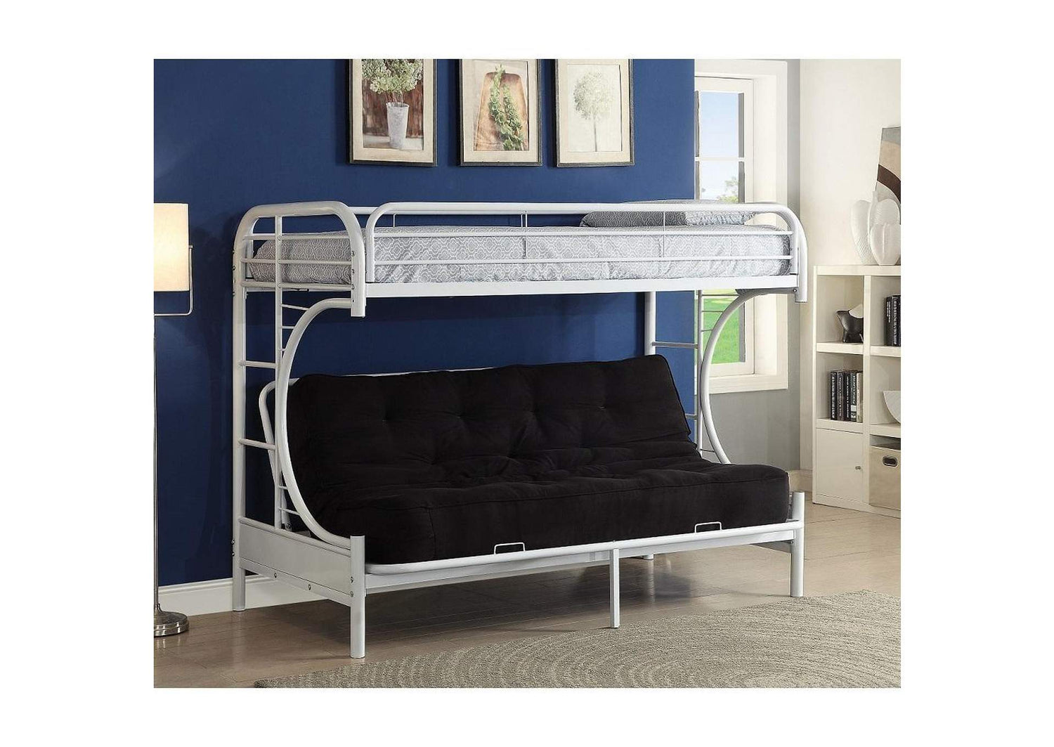 02093WH Eclipse Twin XL-Queen Futon Bunk Bed