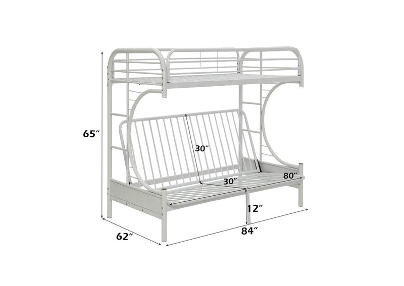 02093WH Eclipse Twin XL-Queen Futon Bunk Bed