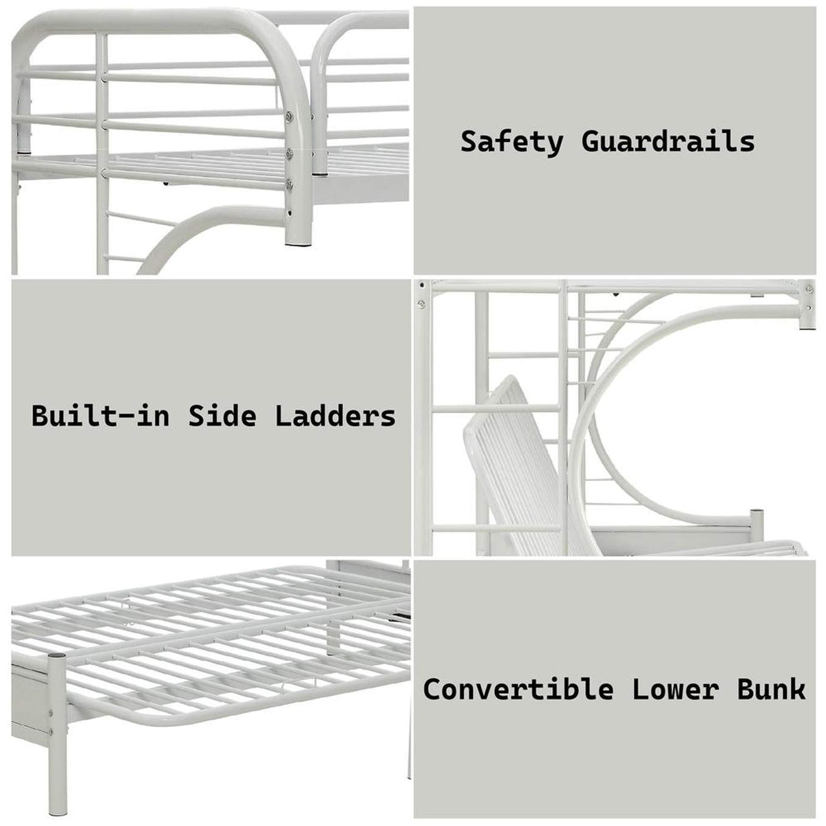 02093WH Eclipse Twin XL-Queen Futon Bunk Bed
