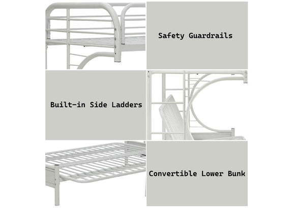 02093WH Eclipse Twin XL-Queen Futon Bunk Bed