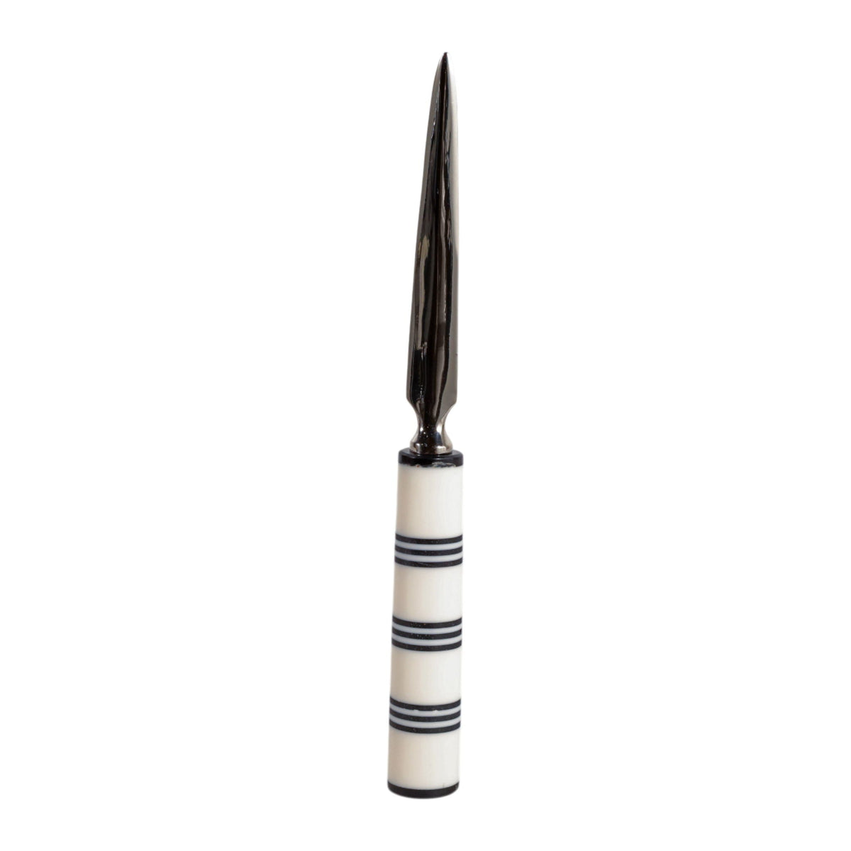 9" Letter Opener Resin Handle With Lines - White / Black