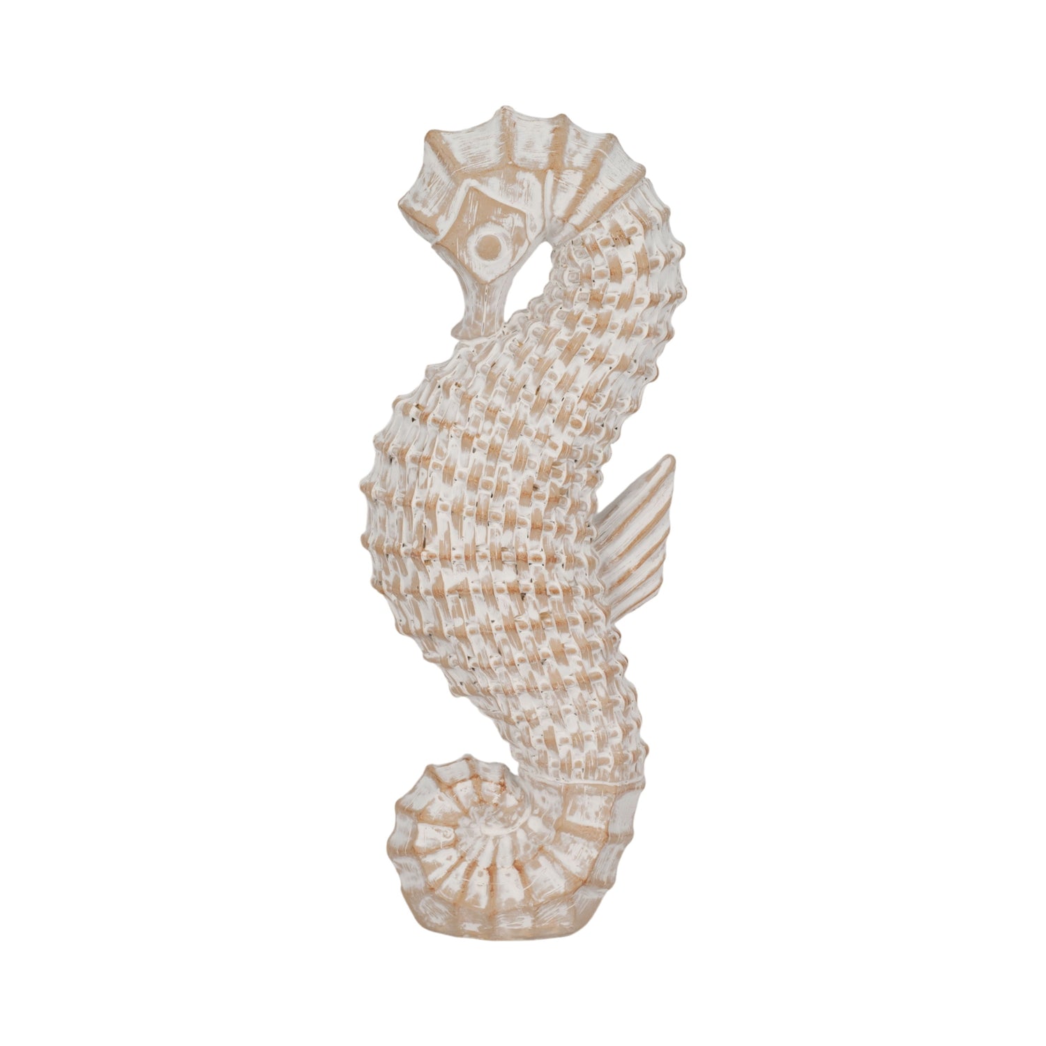 12" Resin Wicker Seahorse - White