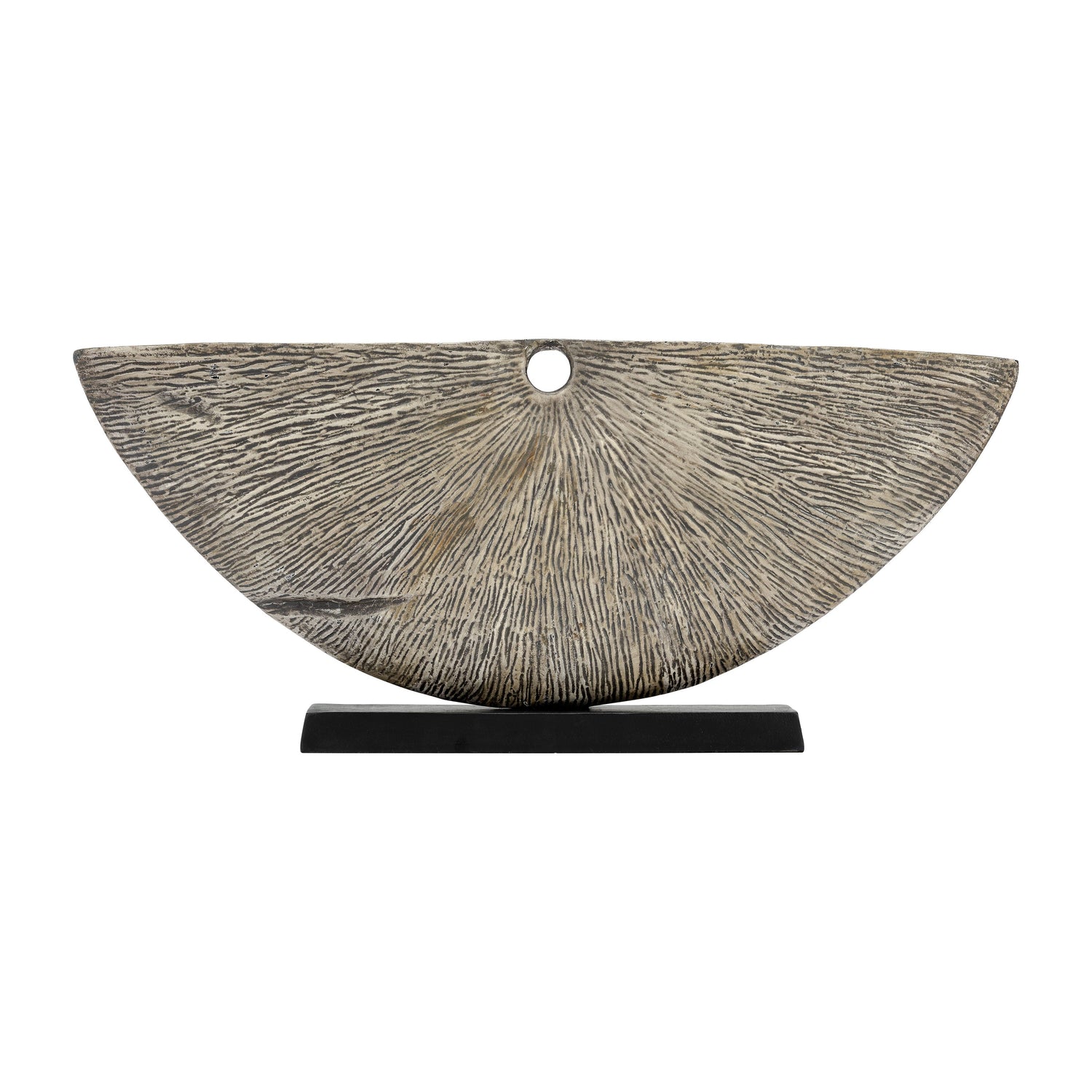 Metal Corrugated Half Circle Sculpture 13" - Gray