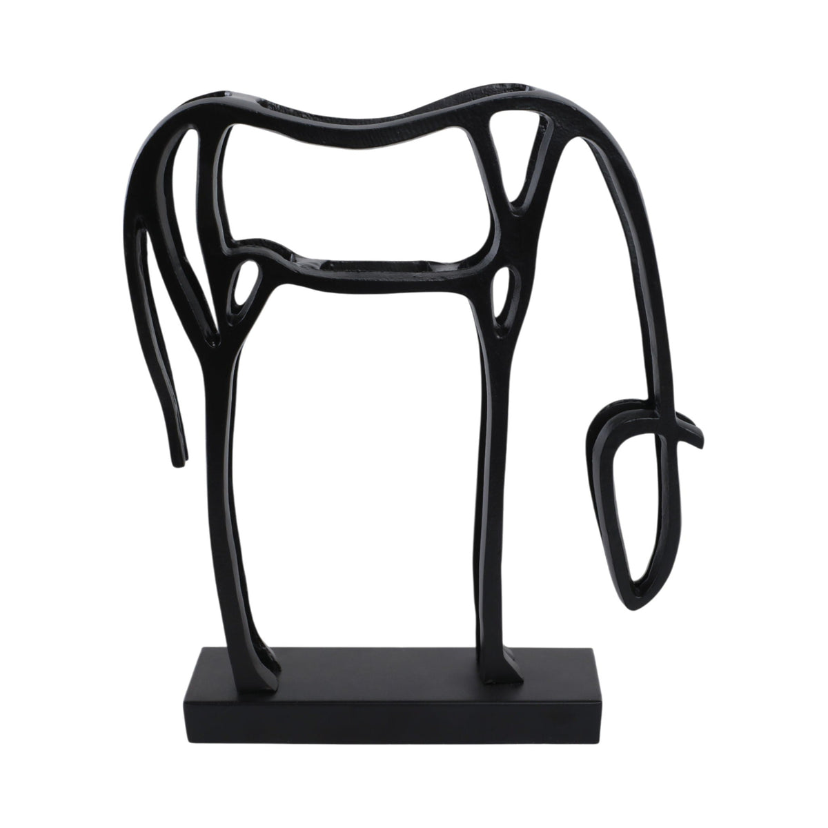15" x 14" Modern Cut-Out Horse On Base - Black