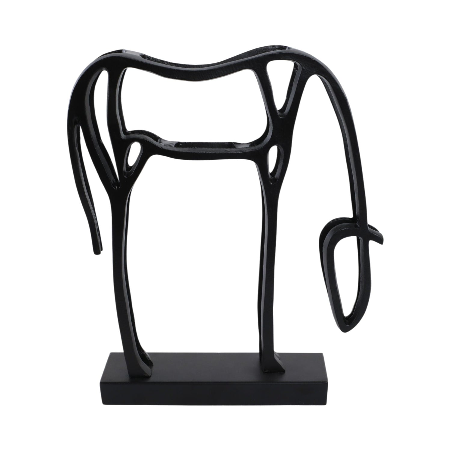 15" x 14" Modern Cut-Out Horse On Base - Black