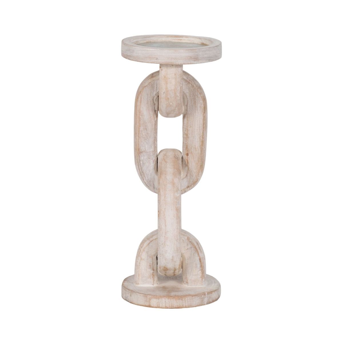 11" Chain Pillar Candle Holder - White