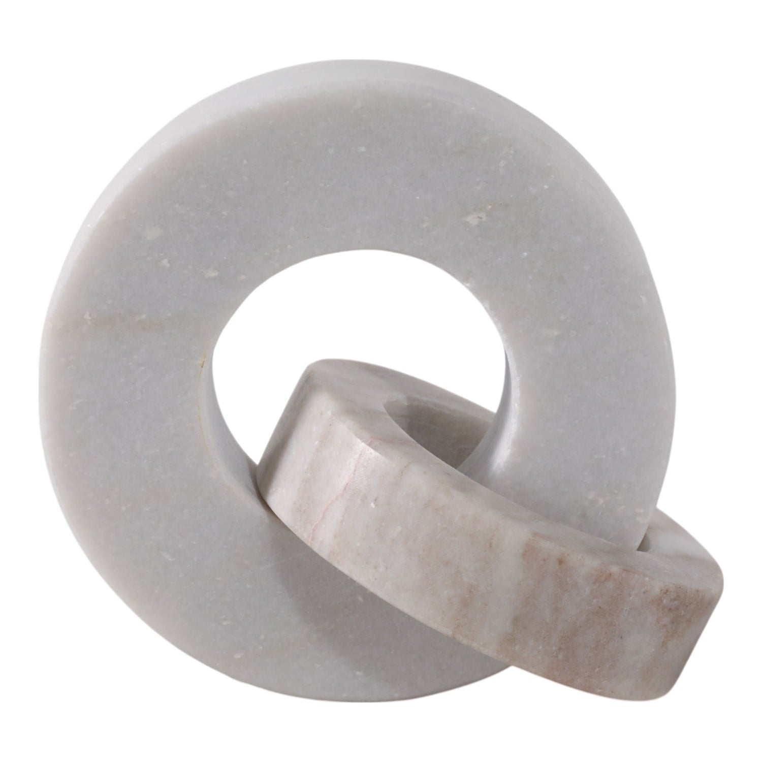 8" x 6" Marble Double Ring - White / Beige