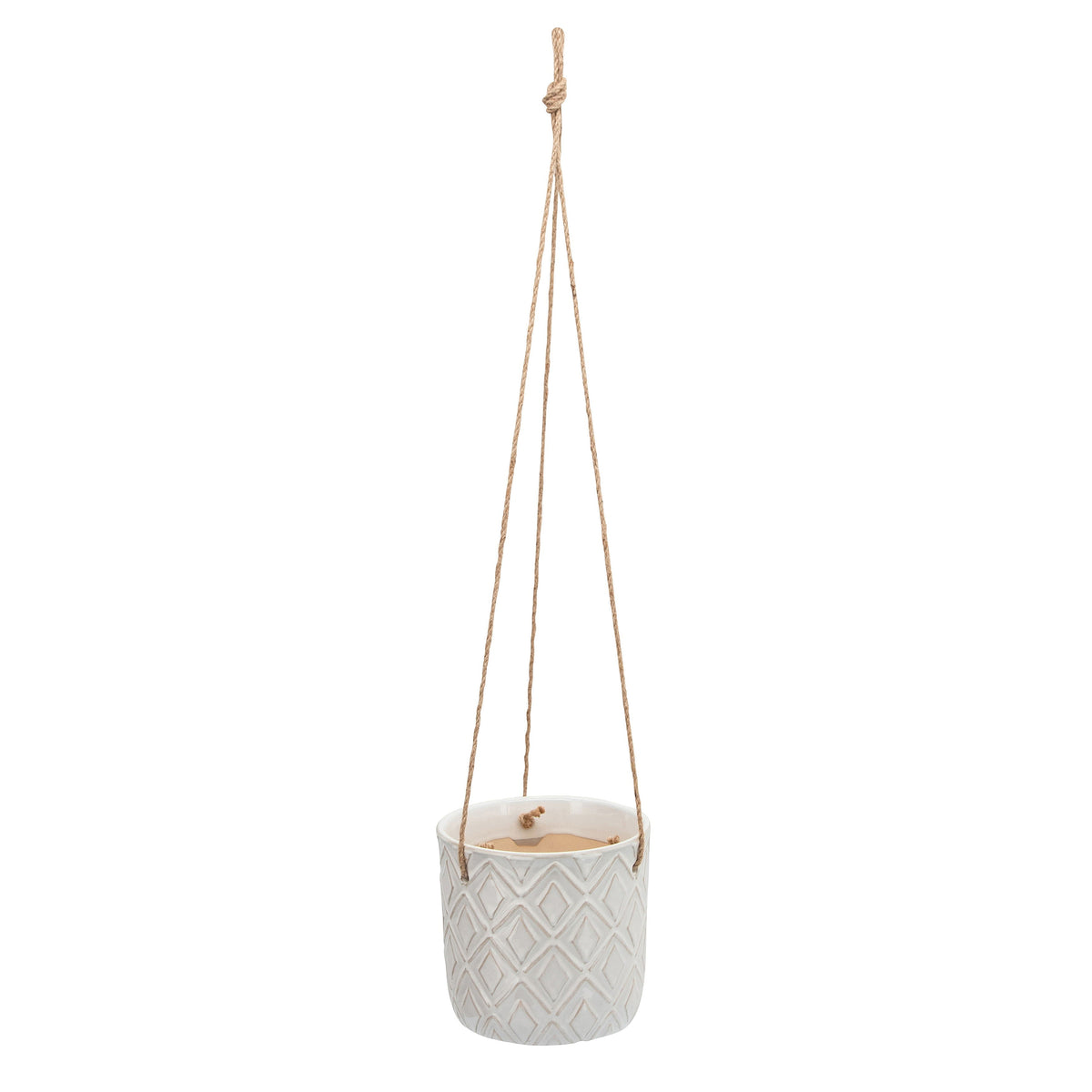 Diamond Hanging Planter 7" - White