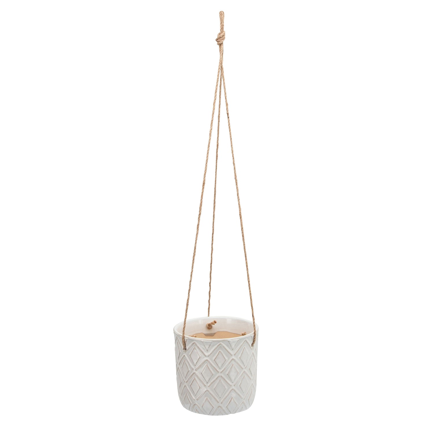 Diamond Hanging Planter 7" - White