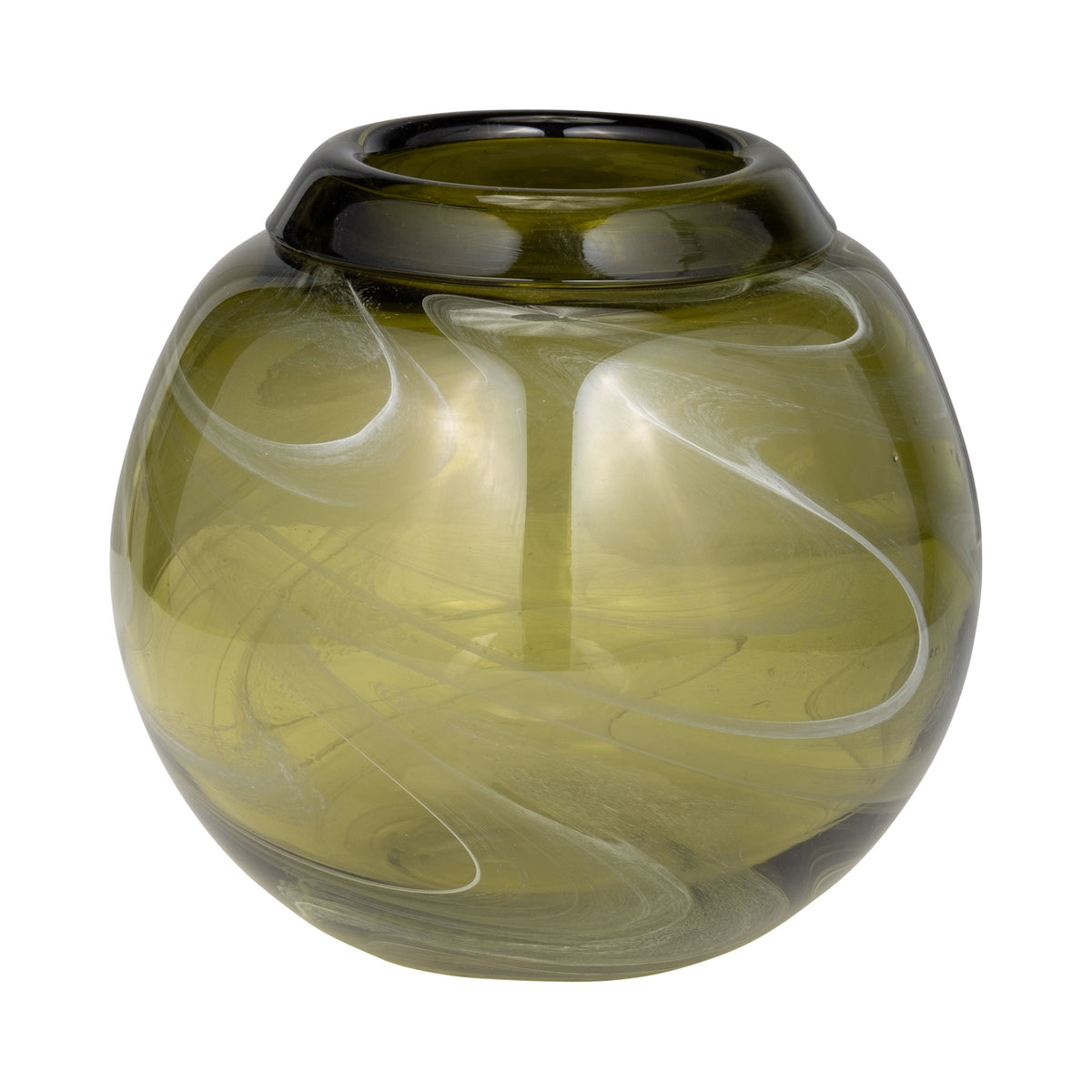 Glass Bowl 7" - Green Swirl