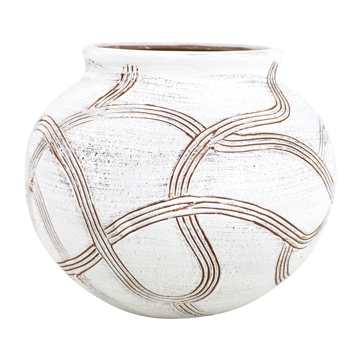 Ceramic 7" Round Global Vase - White