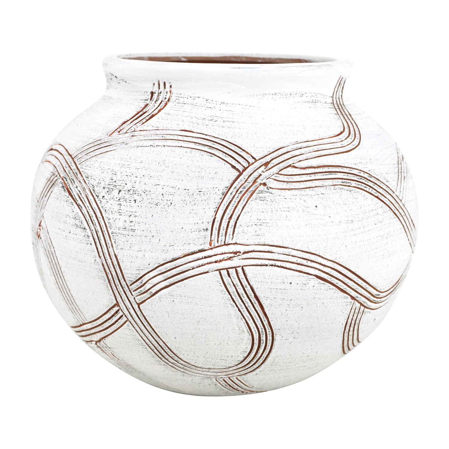 Ceramic 7" Round Global Vase - White