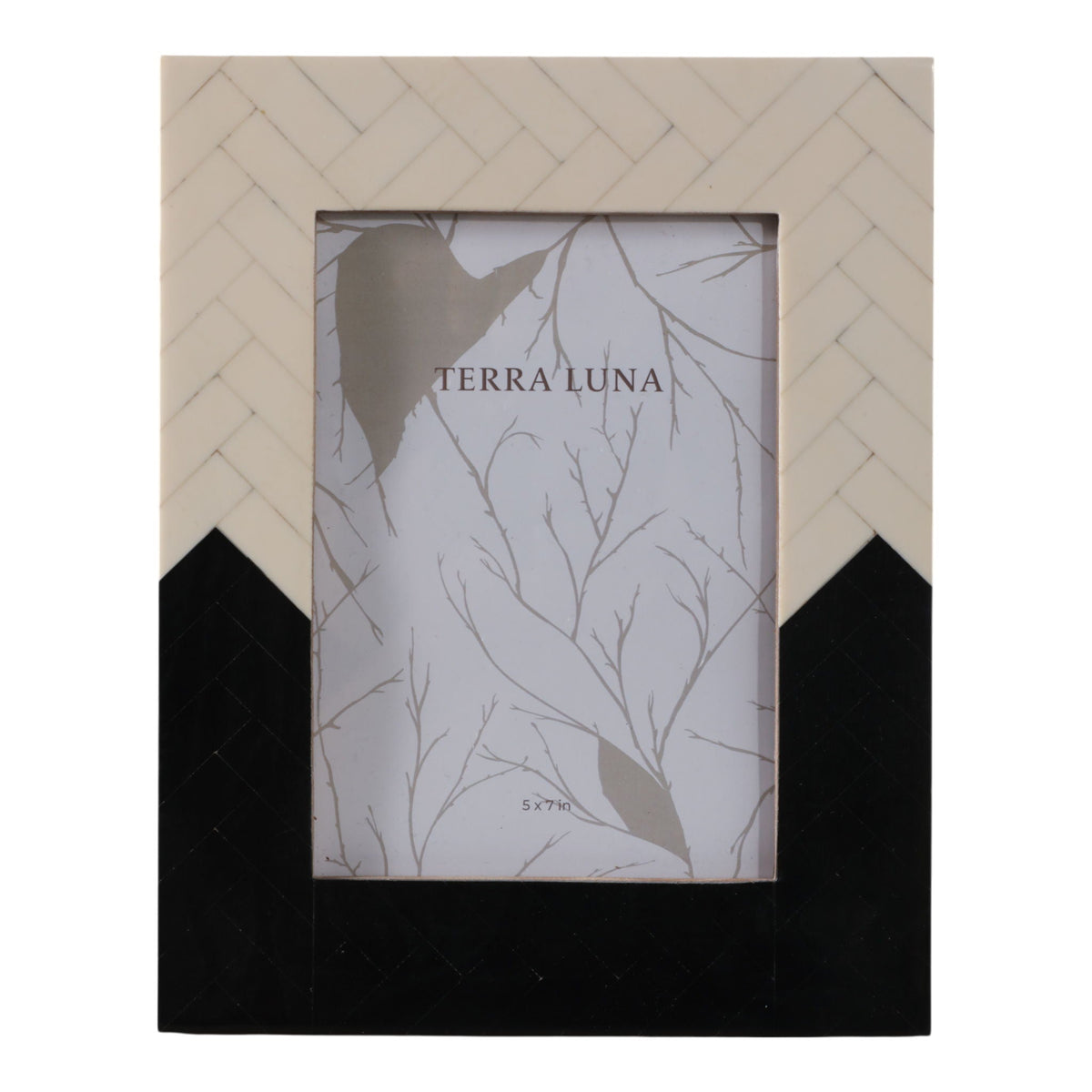 5" x 7" Herringbone 2-Tone Photo Frame - Ivory / Black