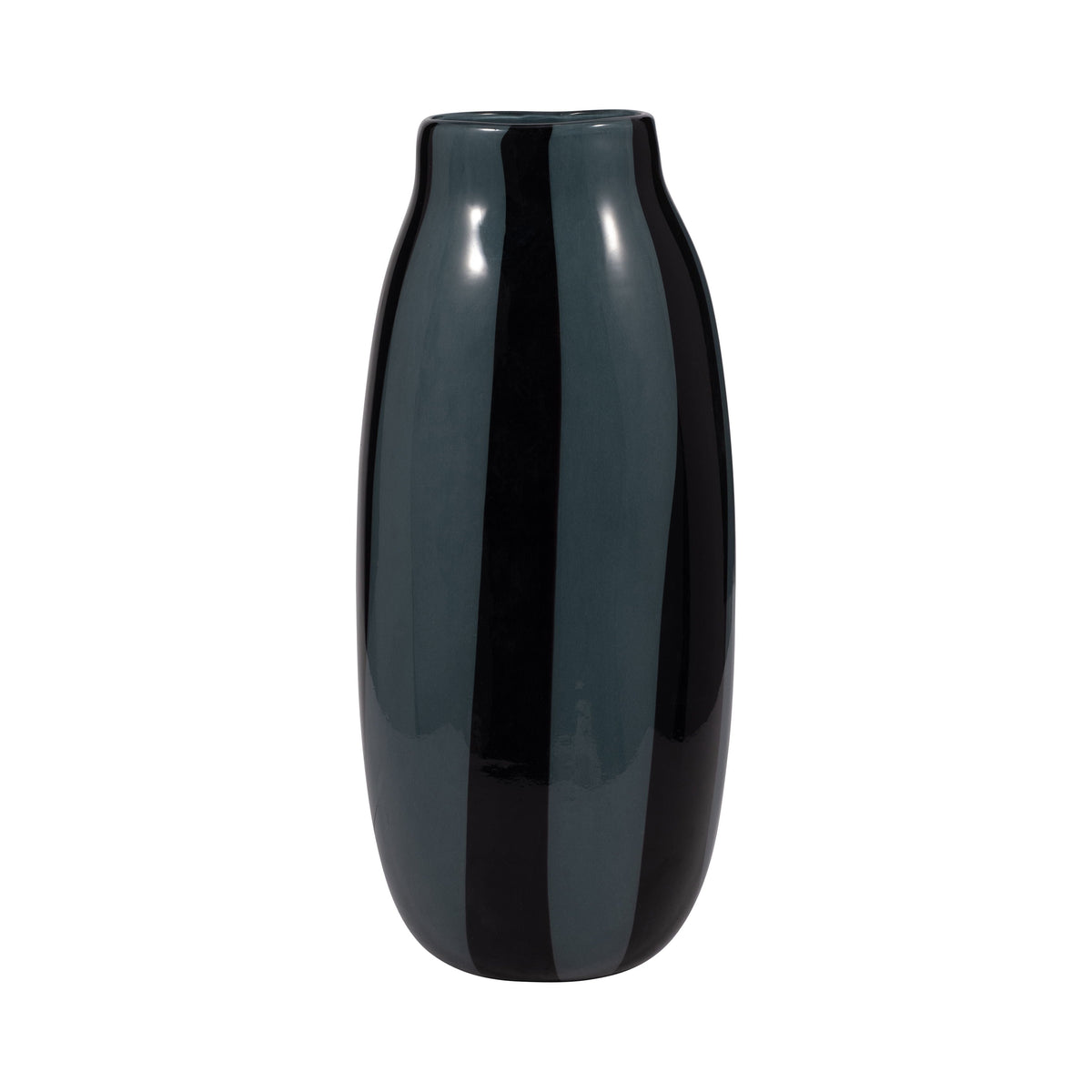 14" Cahan Large Striped Vase - Black