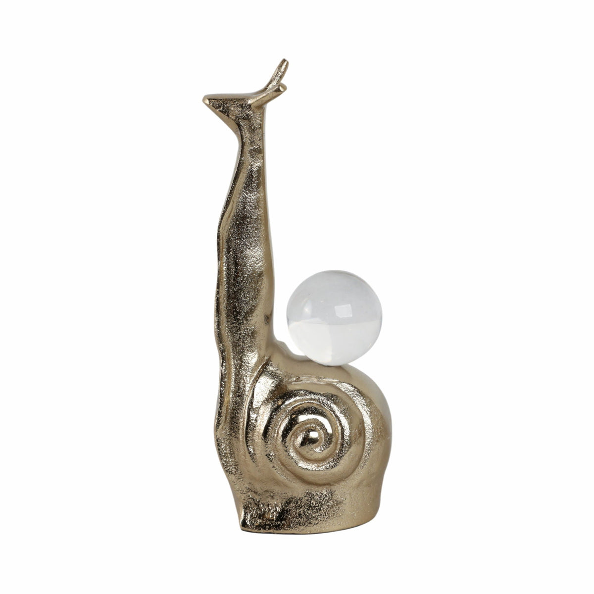 10X4" Tall Snail With Acrylic Ball - Gold